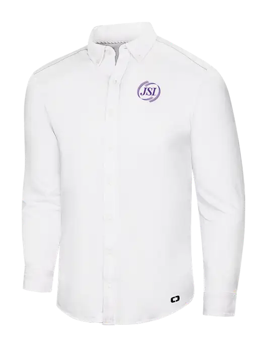 OGIO Bright White Modern Code Stretch Button-Up Shirt w/JSI Logo