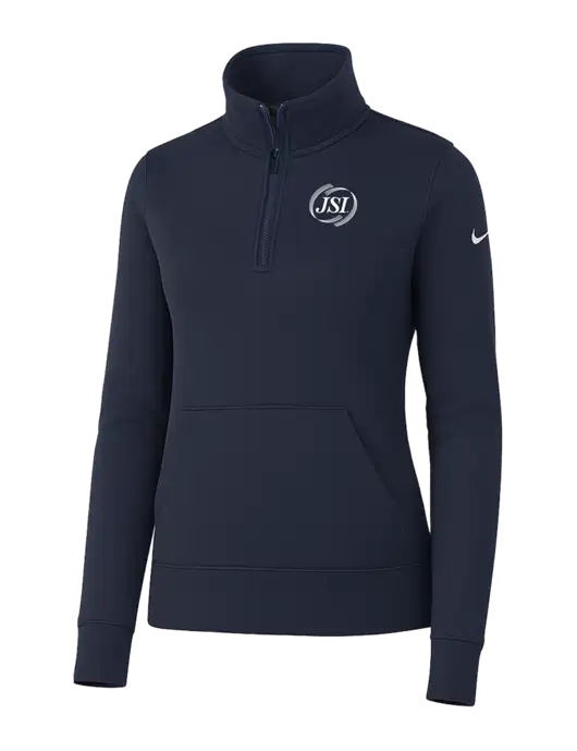 Nike Womens Dark Navy Club Fleece Sleeve Swoosh 1/2-Zip w/JSI Logo
