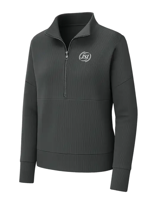 Mercer+Mettle Womens Dark Grey Linear Texture Quarter Zip w/JSI Logo