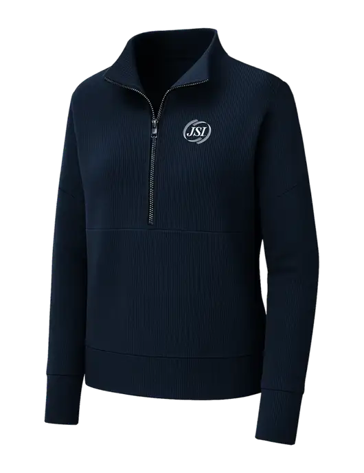 Mercer+Mettle Womens Dark Navy Linear Texture Quarter Zip w/JSI Logo