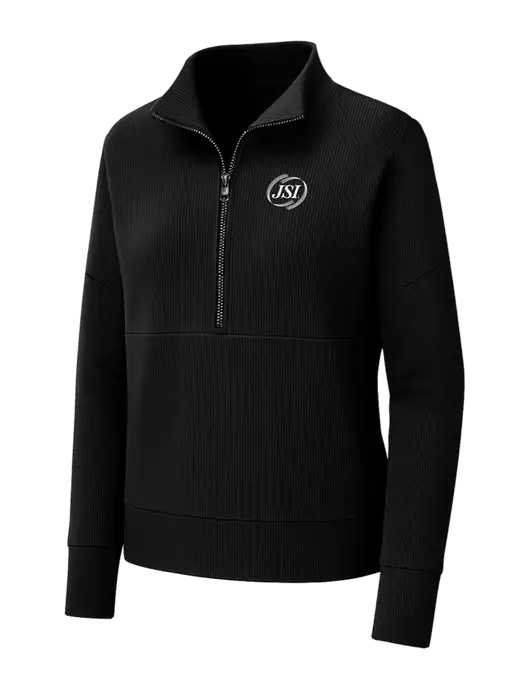 Mercer+Mettle Womens Black Linear Texture Quarter Zip w/JSI Logo