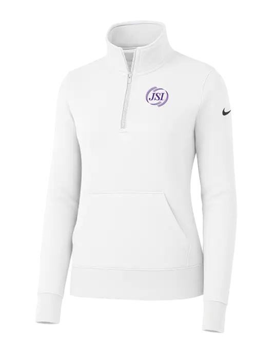 Nike Womens White Club Fleece Sleeve Swoosh 1/2-Zip w/JSI Logo