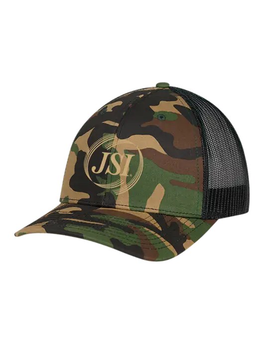 Richardson Adjustable Snapback Original 112P Trucker Cap Army Camo/Black  w/JSI Logo