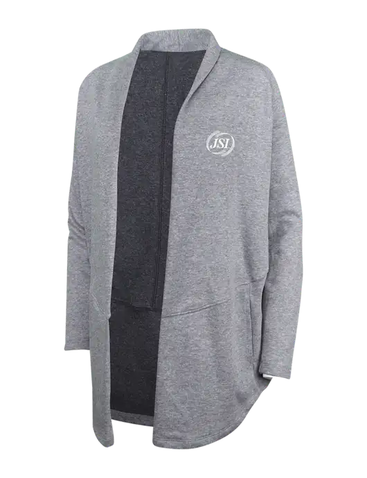 Medium Heather Grey/Char Heather Womens Interlock Cardigan w/JSI Logo